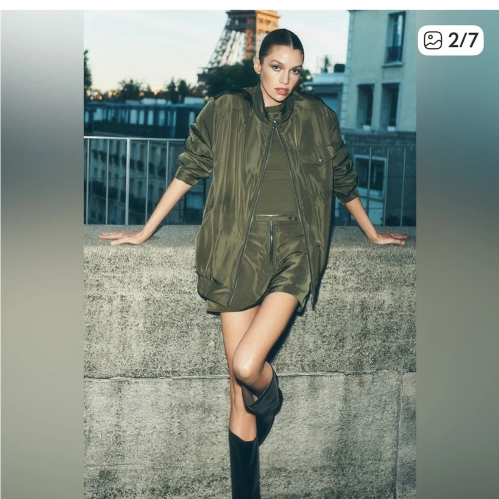 NWT ALO Yoga Green Olive Bomber Jacket